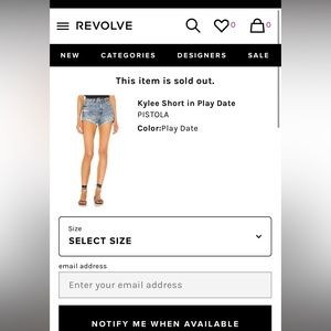 Pistola Denim Kylee Cutoff Shorts- Color: Play Date -Size 26